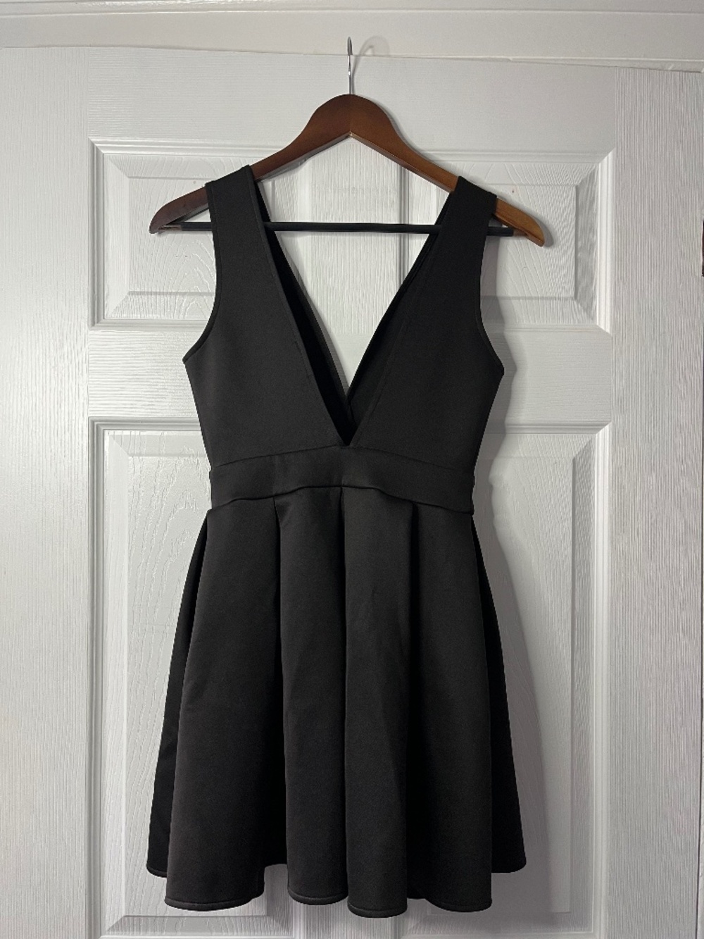 Black v-neck mini-dress